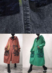 Art Green Baggy Hooded Coats - SooLinen