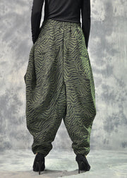 Art Green Pockets Print Laterne Dicke Herbst-Winter-Hose