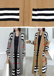 Art Grey Striped cozy Casual Fall Knit Cardigans