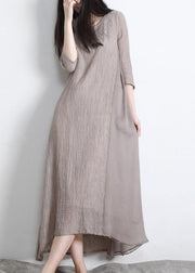 Art Nude Cinched Pockets Patchwork Maxi Summer Linen Dress - SooLinen