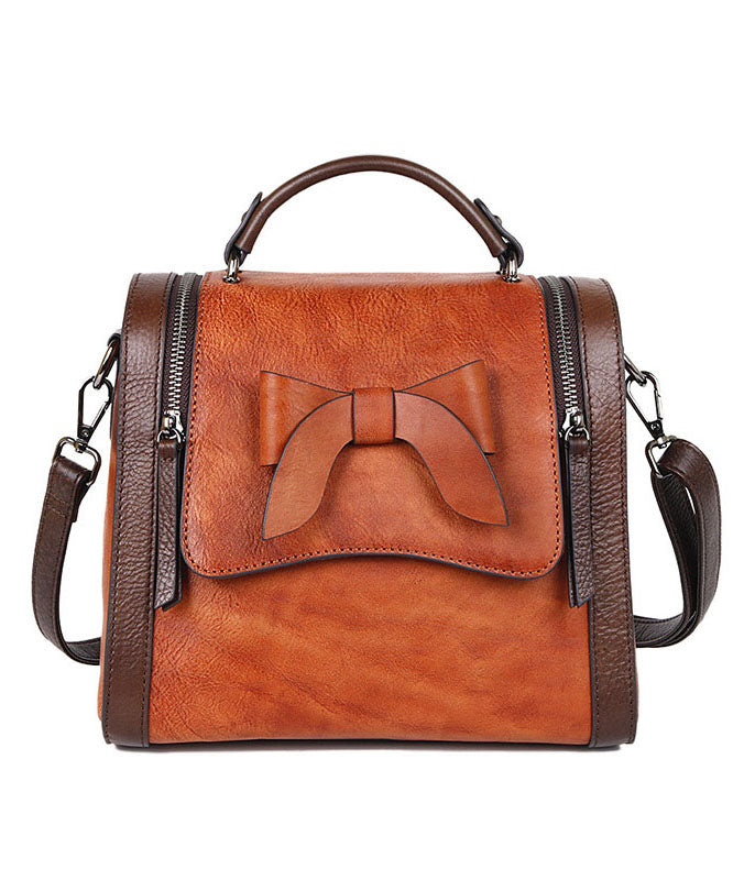 Art Red Brown Fashion Bow Paitings Messenger Bag aus Kalbsleder