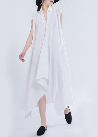 Art White Peter Pan Collar Summer Chiffon Dress - SooLinen