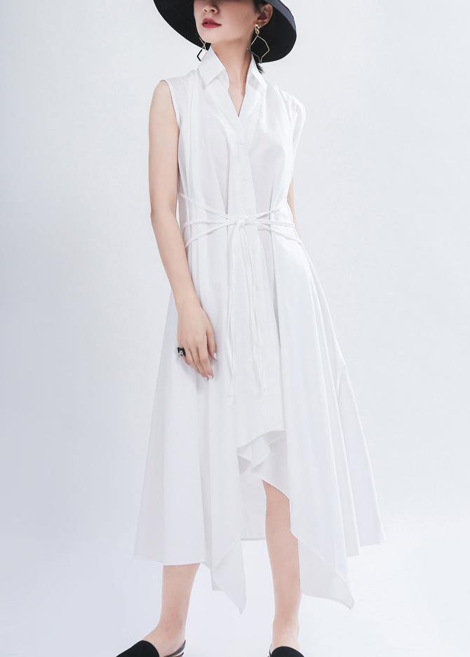 Art White Peter Pan Collar Summer Chiffon Dress - SooLinen