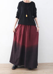 Autumn and winter new drawstring pleated thick wine red pants - SooLinen