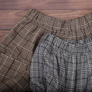 Fall new style retro large size warm knitted brown plaid Harlan bloomers - SooLinen