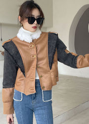 Beautiful Blue Asymmetrical denim Patchwork Jackets Winter