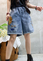 Beautiful Blue Embroideried denim shorts Summer