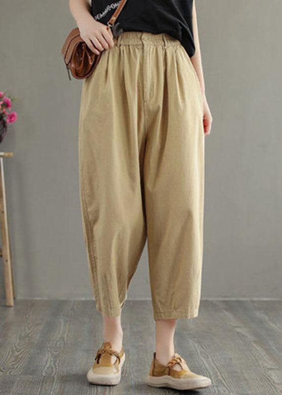 Beautiful Green Cotton Loose Harem Summer Pants - SooLinen