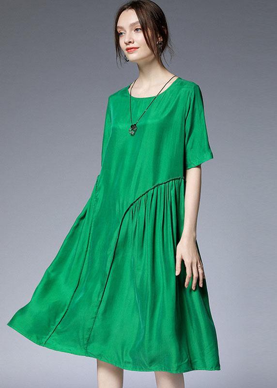 Beautiful Green O-Neck Wrinkled Summer Loose Two Pieces Set Short Sleeve - SooLinen