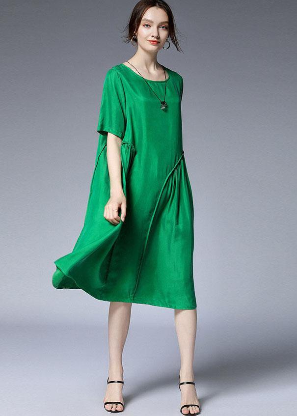 Beautiful Green O-Neck Wrinkled Summer Loose Two Pieces Set Short Sleeve - SooLinen