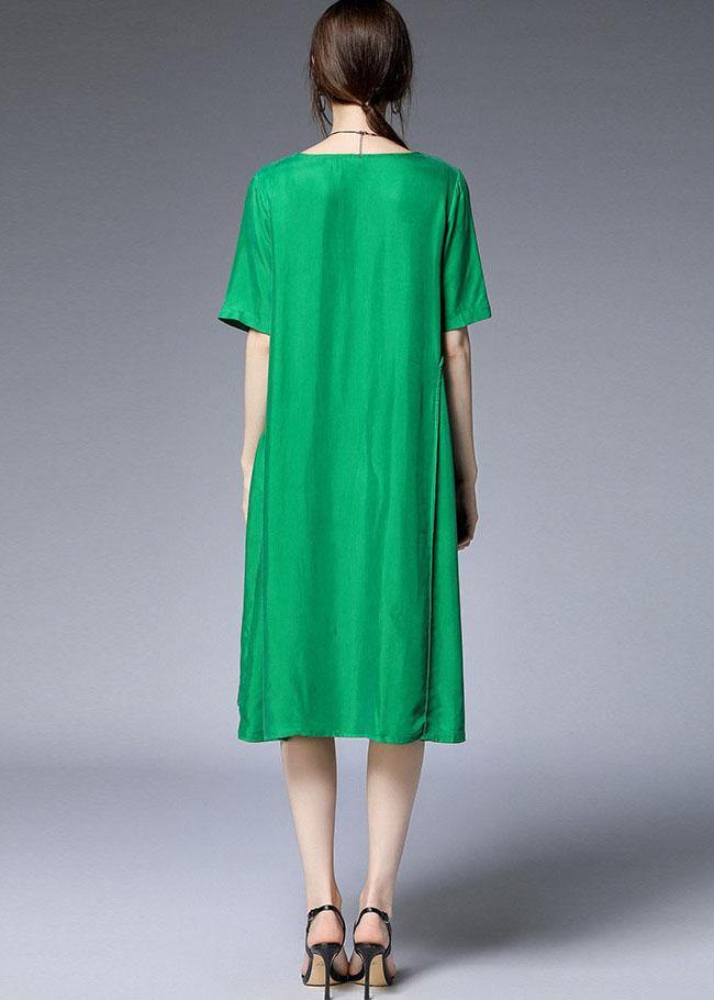 Beautiful Green O-Neck Wrinkled Summer Loose Two Pieces Set Short Sleeve - SooLinen