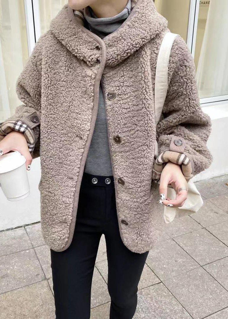 Beautiful Light Chocolate Outwear Coat Hooded Pockets Outwears - SooLinen