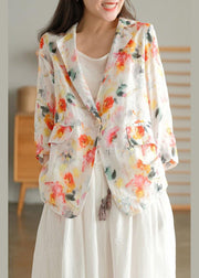 Beautiful Print Pockets Summer Ramie Coat - SooLinen