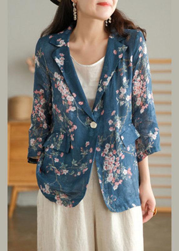 Beautiful Print Pockets Summer Ramie Coat - SooLinen