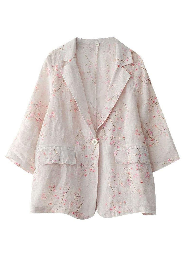 Beautiful Print Pockets Summer Ramie Coat - SooLinen