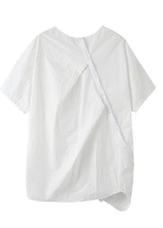 Beautiful White Cinched Cotton Top Summer - SooLinen