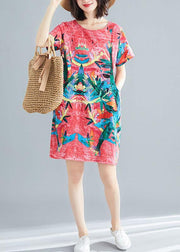 Beautiful Yellow Retro Print Summer Robe Dresses Short Sleeve - SooLinen