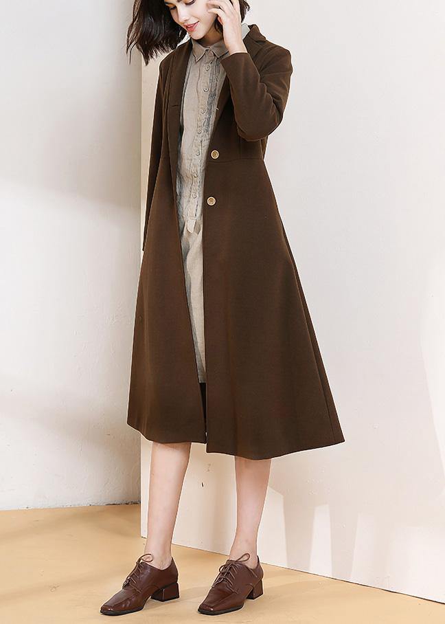 Beautiful chocolate Plus Size trench coat pattern big hem spring women coats - SooLinen