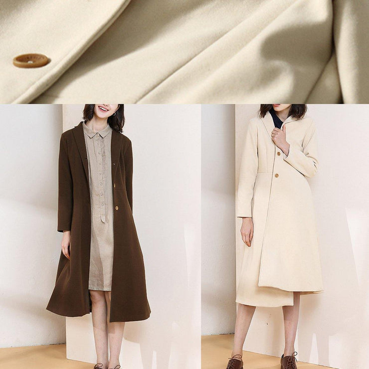 Beautiful chocolate Plus Size trench coat pattern big hem spring women coats - SooLinen