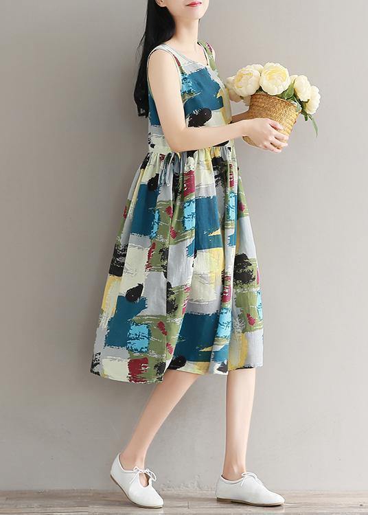 Beautiful floral cotton quilting clothes sleeveless daily summer Dresses - SooLinen