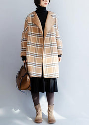 Beautiful khaki plaid Fashion clothes For Women Neckline o neck winter coat - SooLinen