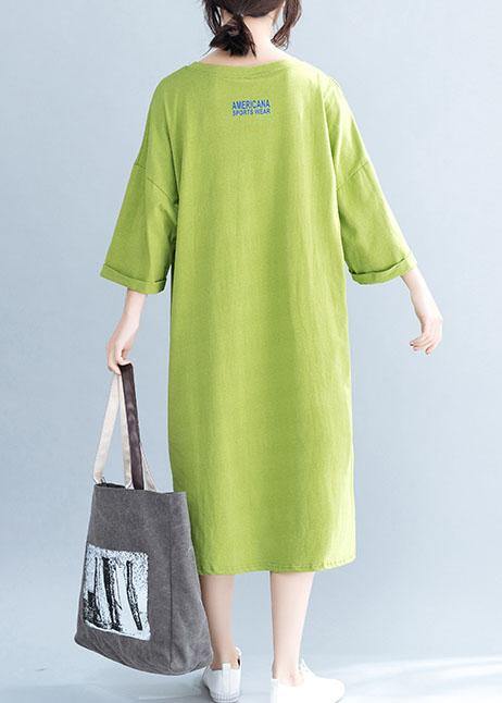 Beautiful o neck half sleeve Cotton tunic pattern Work green Dress - SooLinen