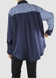 Black Blouses Ruffled Patchwork button pockets Spring