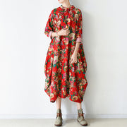 Blossom  red baggy Chiffon dresses loose fashion Chiffon dress spring dresses