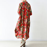 Blossom  red baggy Chiffon dresses loose fashion Chiffon dress spring dresses