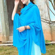 Blue female bib all-match long shawl all-match silk scarf - SooLinen