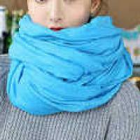 Blue female bib all-match long shawl all-match silk scarf - SooLinen