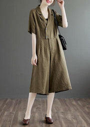 Bohemian Blue Pockets Button Vacation Summer Linen Dress - SooLinen