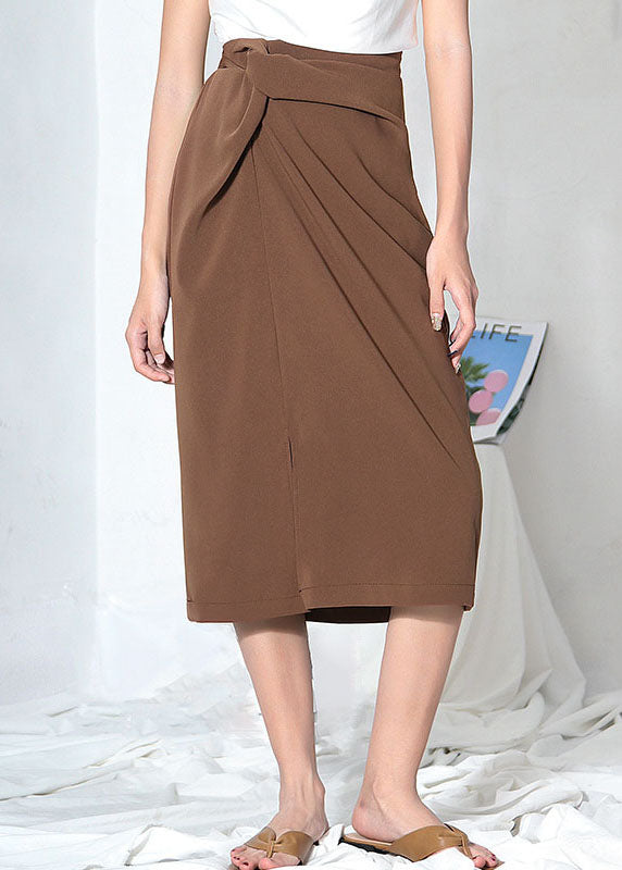 Bohemian Brown High Waist Side Open Asymmetrisches Design Röcke