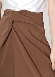 Bohemian Brown High Waist Side Open Asymmetrisches Design Röcke