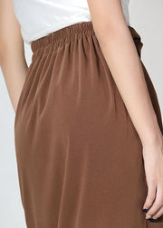 Bohemian Brown High Waist Side Open Asymmetrisches Design Röcke