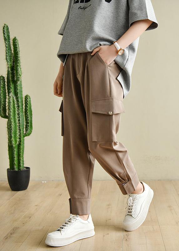 Bohemian Chocolate pockets Patchwork Cotton Pants - SooLinen