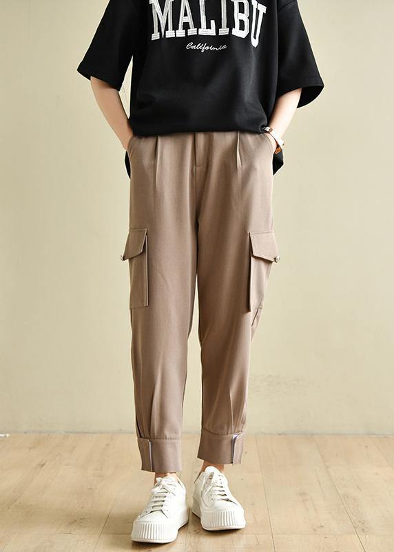 Bohemian Chocolate pockets Patchwork Cotton Pants - SooLinen