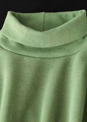 Bohemian Green Embroideried Turtle Neck Warm Fleece Sweatshirts Top Winter