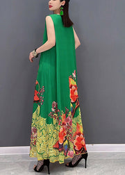 Bohemian Green Print Chiffon Long vacation Dresses Summer