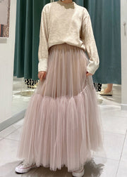 Bohemian Pink Patchwork Tulle Skirts Spring