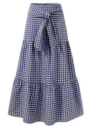 Bohemian Plaid Patchwork Elastic Waist Skirts - SooLinen