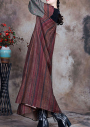 Bohemian Red Green retro Patchwork Print Fall Long sleeve Long Dresses