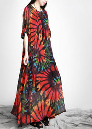 Bohemian Red Print Chiffon Maxi Dresses - SooLinen