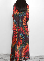 Bohemian Red Print Chiffon Maxi Dresses - SooLinen