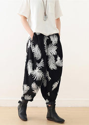 Bohemian black white cotton Organic Photography harem pants asymmetric Kaftan long pant - SooLinen