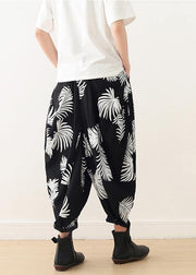 Bohemian black white cotton Organic Photography harem pants asymmetric Kaftan long pant - SooLinen