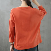 Bohemian o neck patchwork clothes Photography orange tops - SooLinen