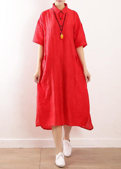 Bohemian side open Wardrobes design red Maxi Dress summer - SooLinen