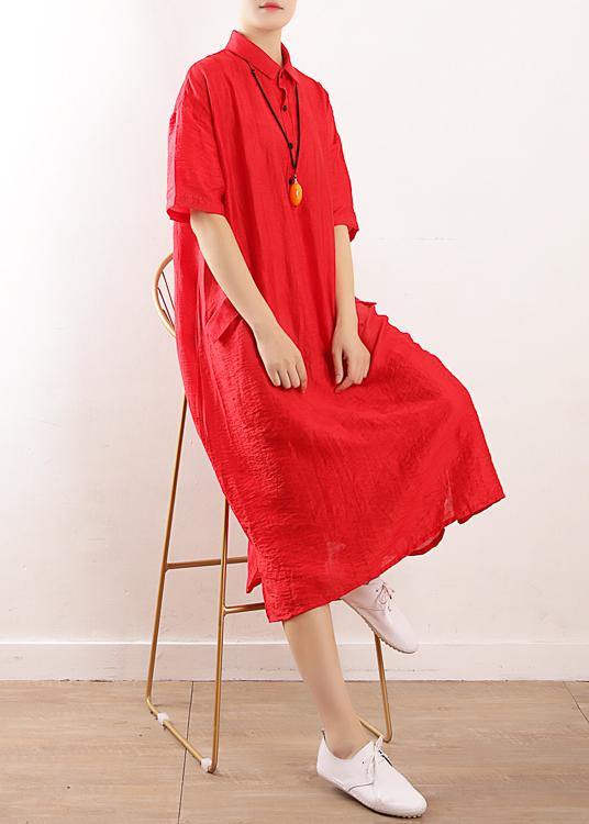 Bohemian side open Wardrobes design red Maxi Dress summer - SooLinen