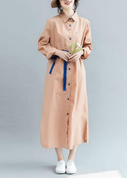 Bohemian side open cotton Long Shirts Fashion Ideas nude cotton shirt Dress fall - SooLinen